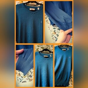 Men's V-Neck Sweater in Rich Blue